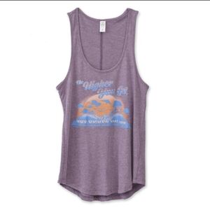 KAVU Racer back Tank in Lilac The Higher You Get Climbing Outdoors New